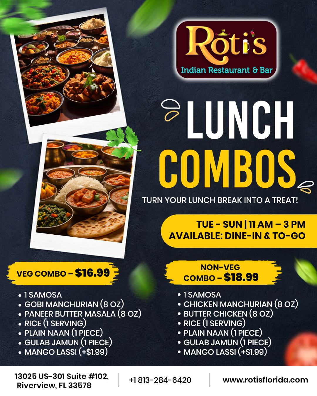 Lunch Combos (All Days 11AM-3PM)