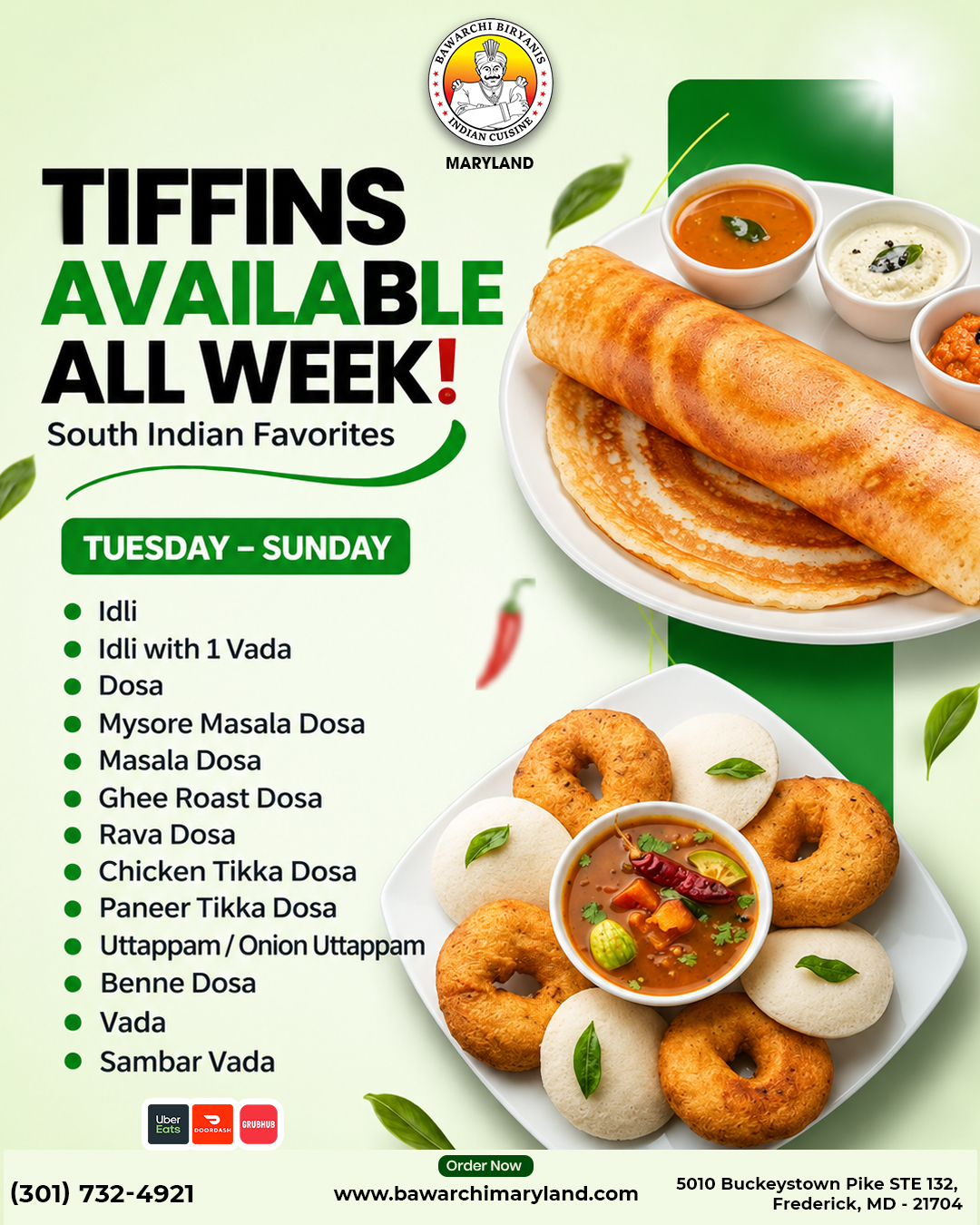 TIFFINS - AVAILABLE ALL WEEK