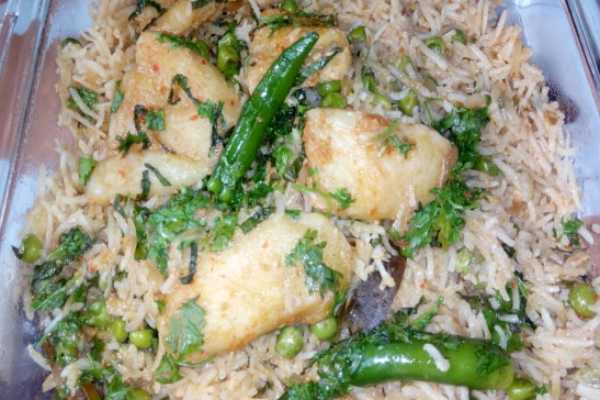 Hari Mirchi Fish Pulav