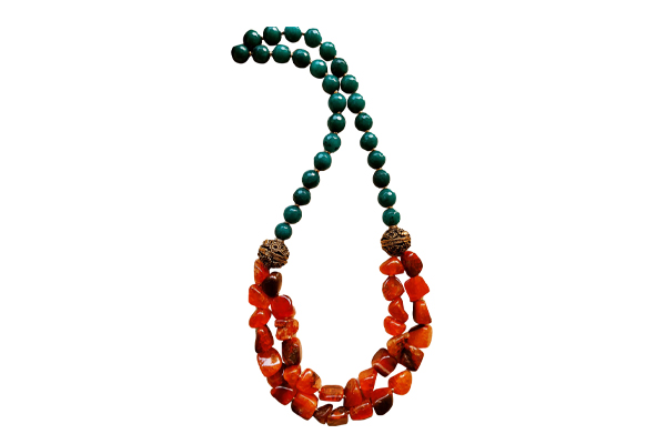 Orange & Green  Agate beads chain