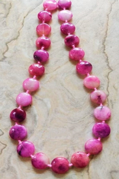 Pink Coin agate chain