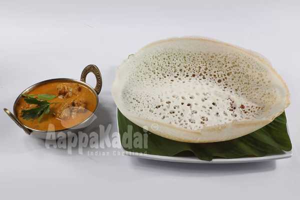 AAPPAM WITH CHICKEN CURRY 