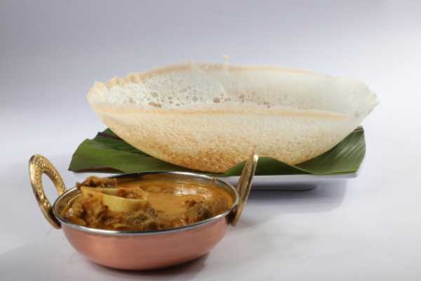 AAPPAM WITH GOAT CURRY 