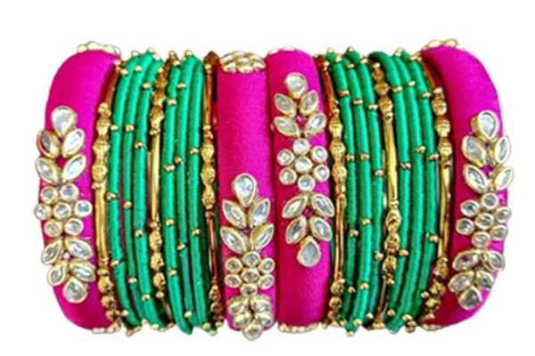 Pink and Green Bangles Combo