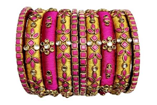 Pink and Yellow Combo Bangles 