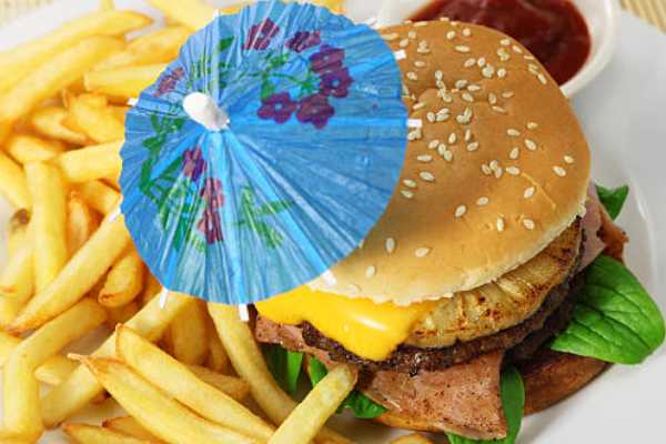 Grilled Pineapple Cheese Burger & Fries