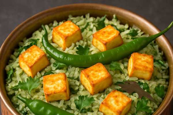 Green Mirchi Paneer Pulav