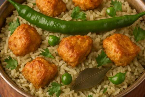 Green Mirchi Chicken Pulav