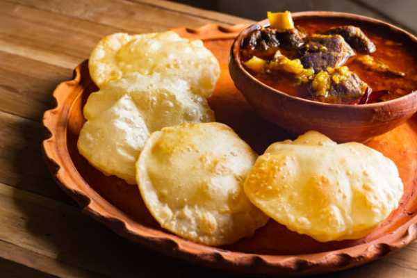 Puri(2) with Goat Kheema Curry
