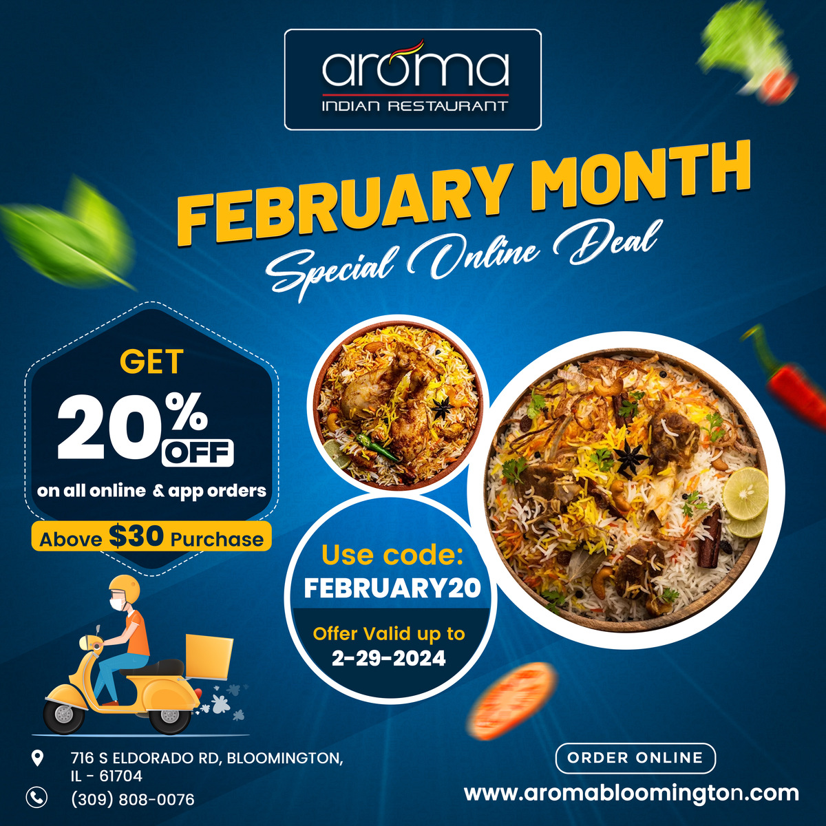 Aroma Bloomington, Bloomington IL » Menu / Order Online / Delivery