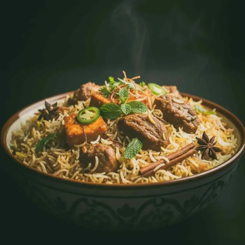 Lamb biryani served at Biryaniz Indian Cuisine