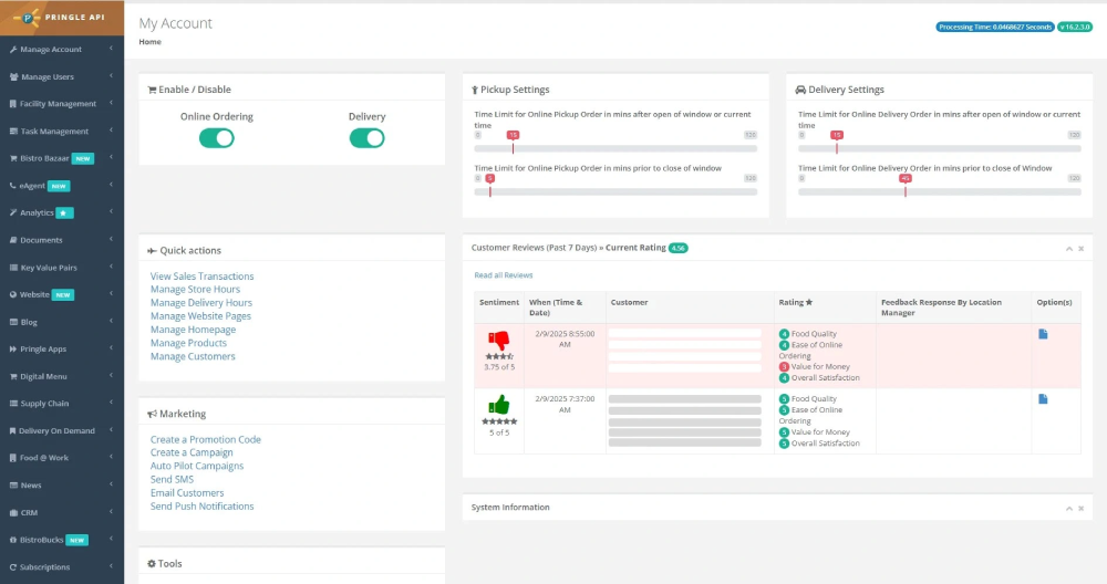 Pringle API Dashboard 