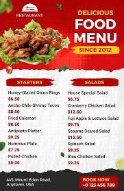 Folded Menu Design Label Sample