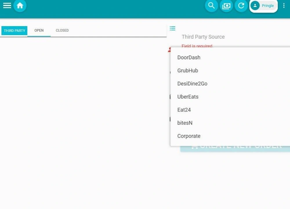 Bistrostack POS screen