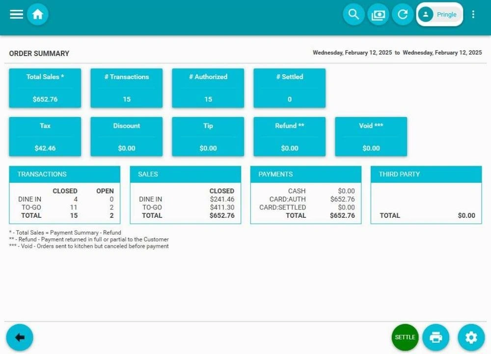 Bistrostack POS screen
