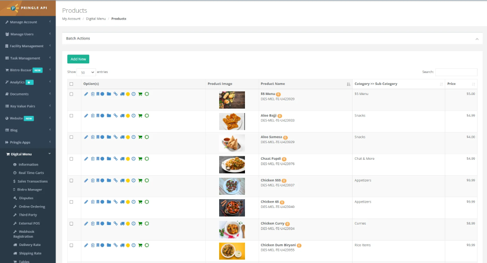 Pringle API Product Page