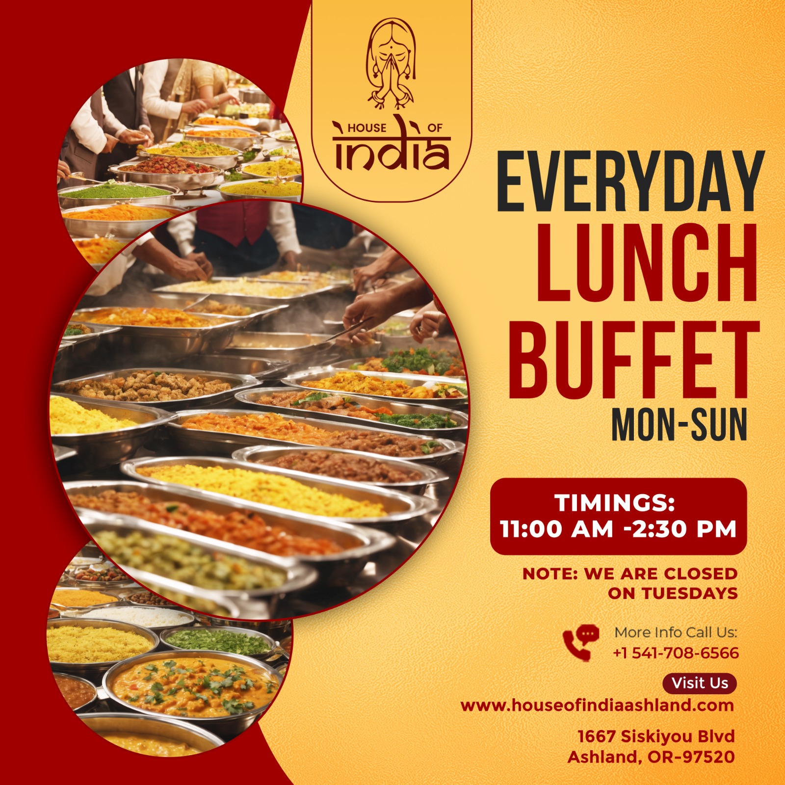 Craving something delicious for lunch? Look no further! Indulge in our mouthwatering Everyday Lunch Buffet MON-SUN from 11:00 am to 2:30 pm! 