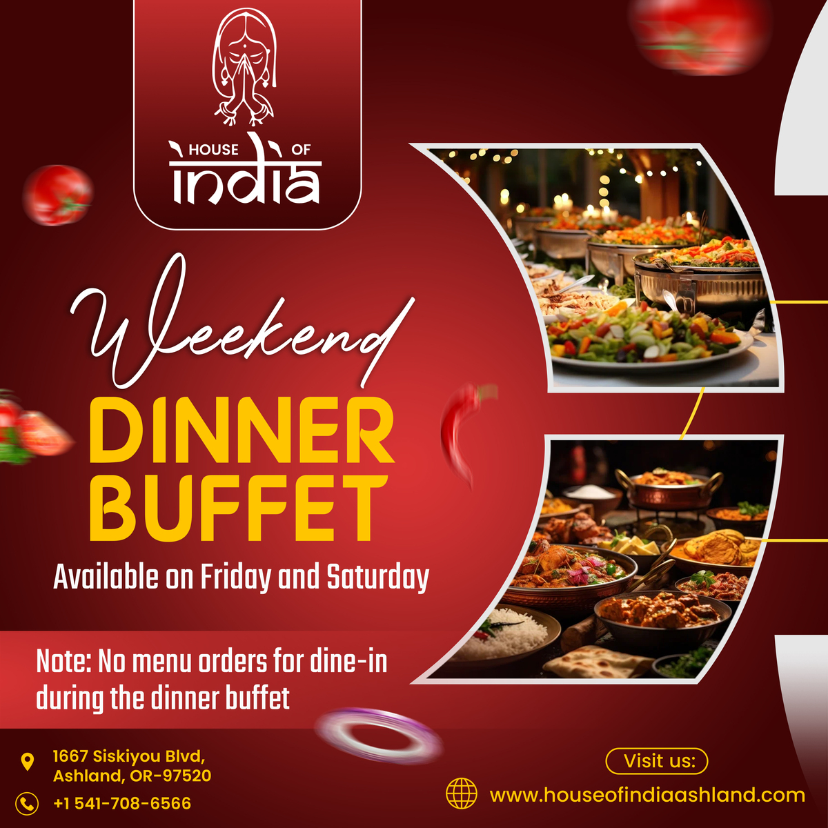 House of India, Ashland OR » Promotions / Specials » Order Online