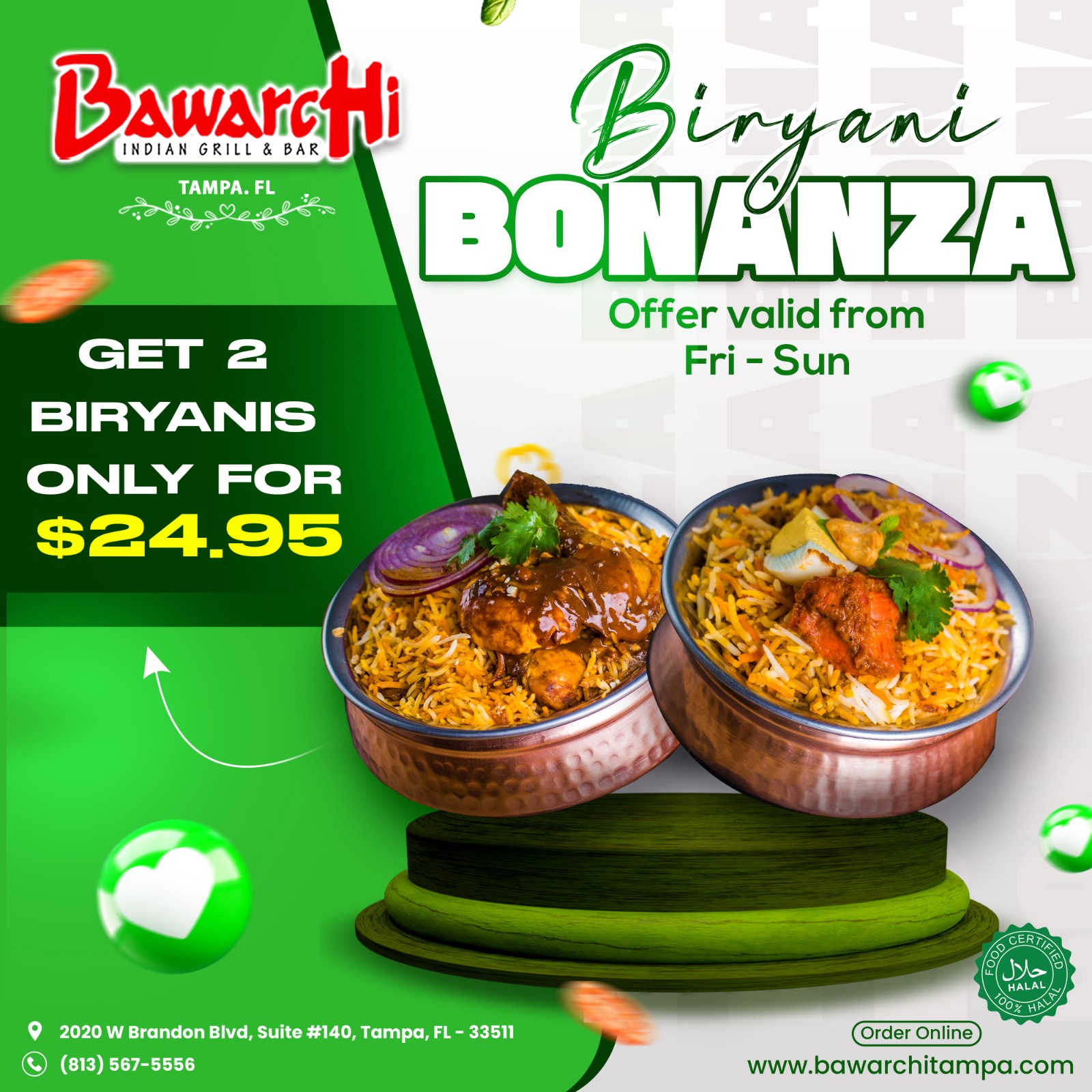 BIRYANI BONANZA!  Get 2 mouth-watering Biryanis for just $24.95! 
