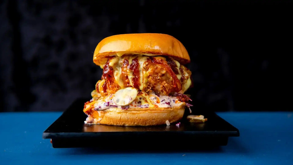 Hot Mess Fried Chicken Burger