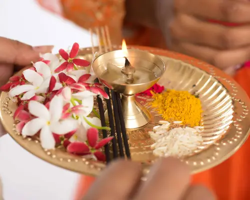 devotee offering puja