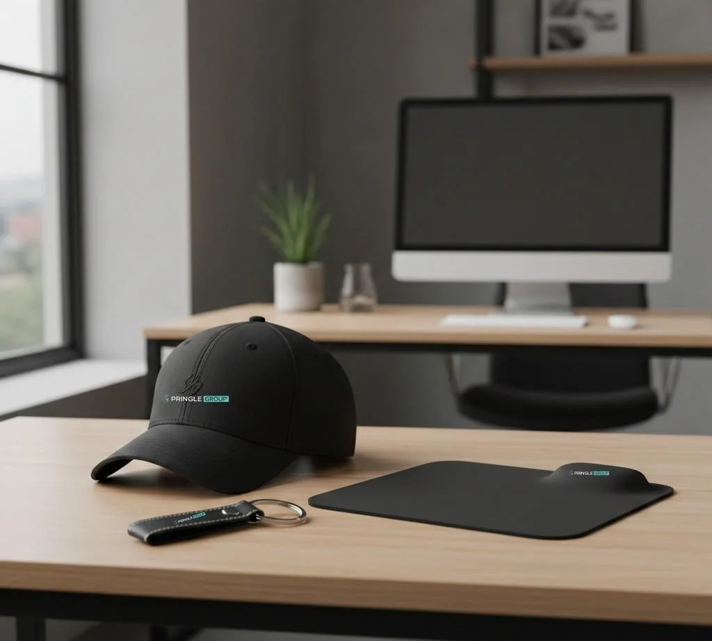 Office Essentials – Branded Desk Tools Office essentials such as mouse pads, pens and desktop stationery with company logo