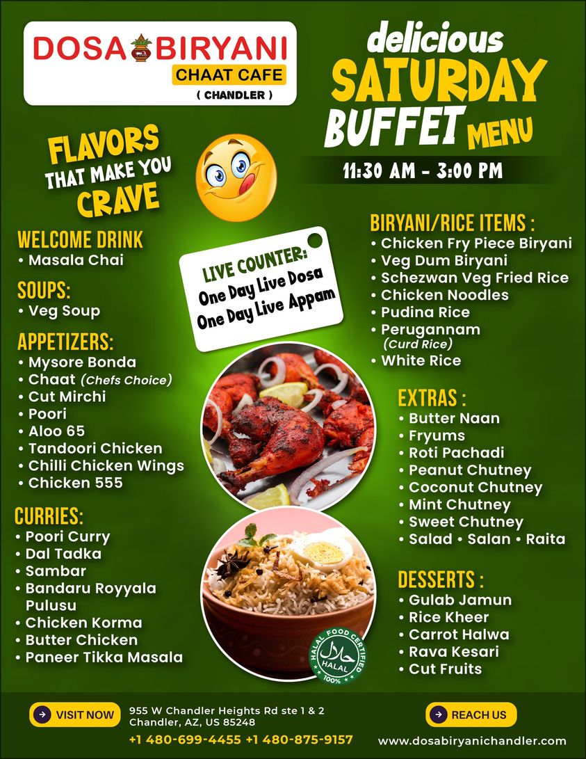 Saturday Buffet Menu