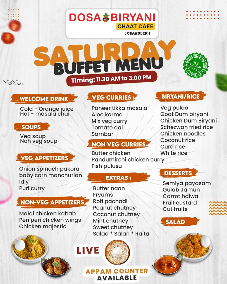 Saturday Buffet Menu