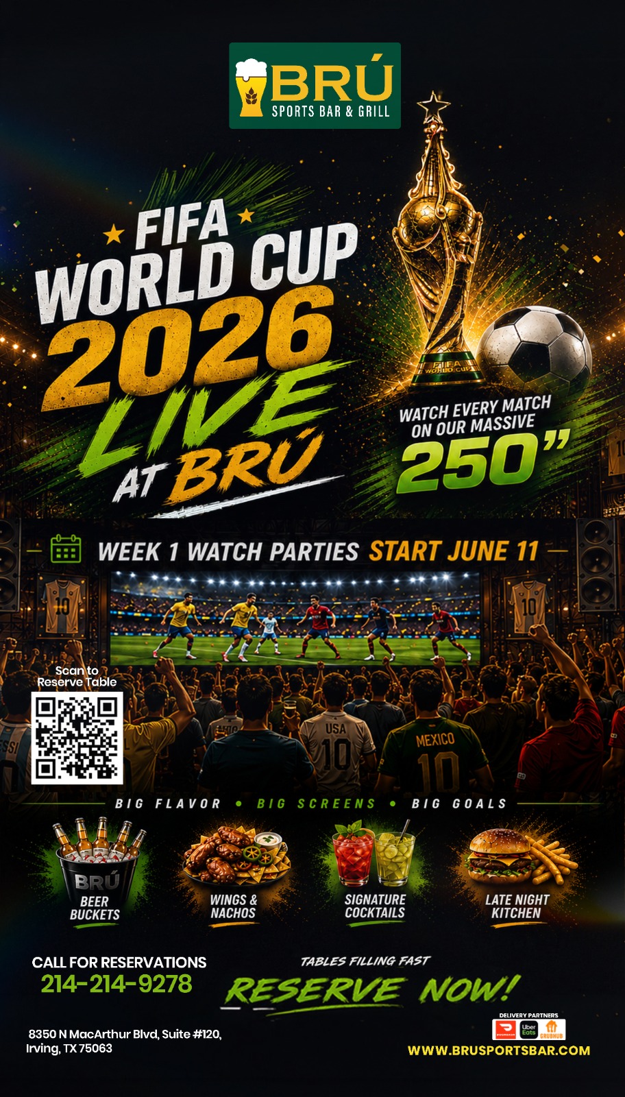 Sports fans watching live games at Bru Sports Bar & Grill