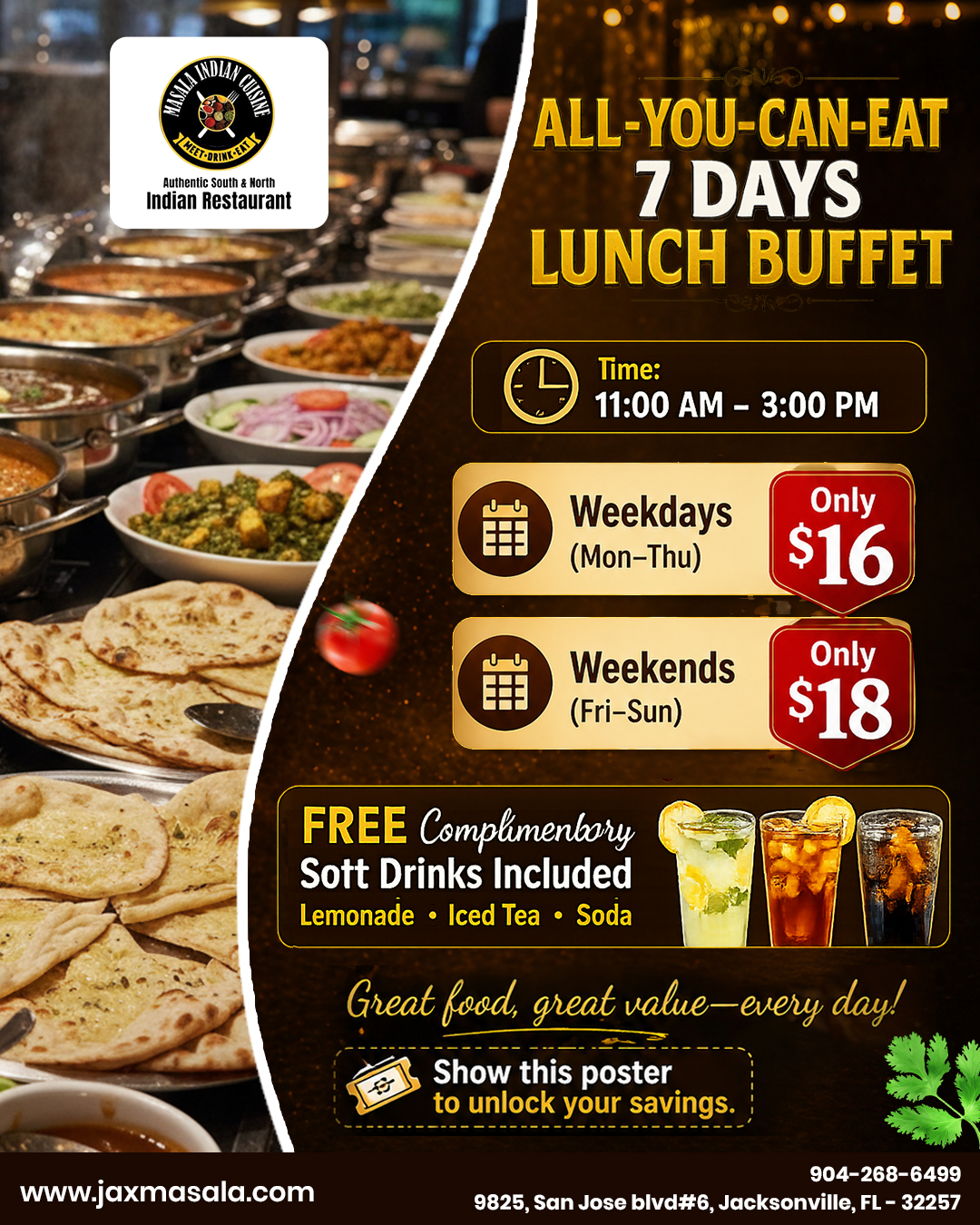 Unlimited Indian Buffet + FREE Drinks ??