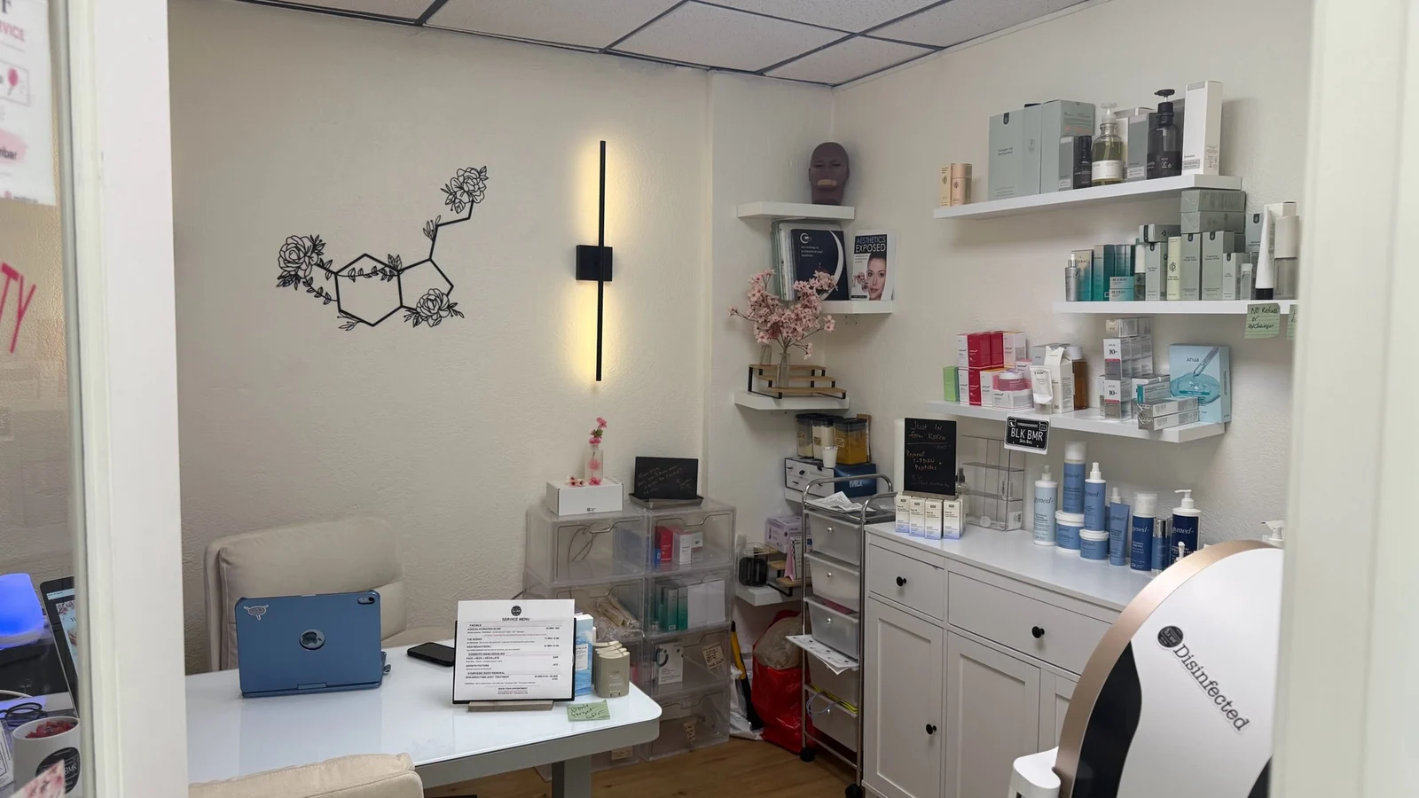 BLK BMR Skin Bar studio with product shelves