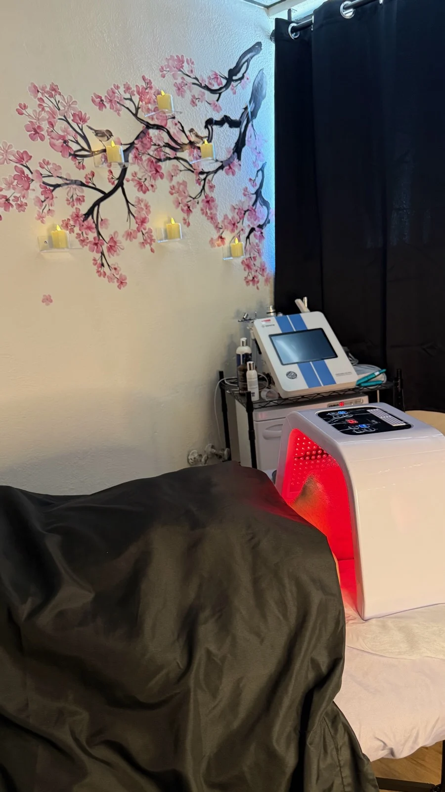 Treatment room corner with Korean skincare device