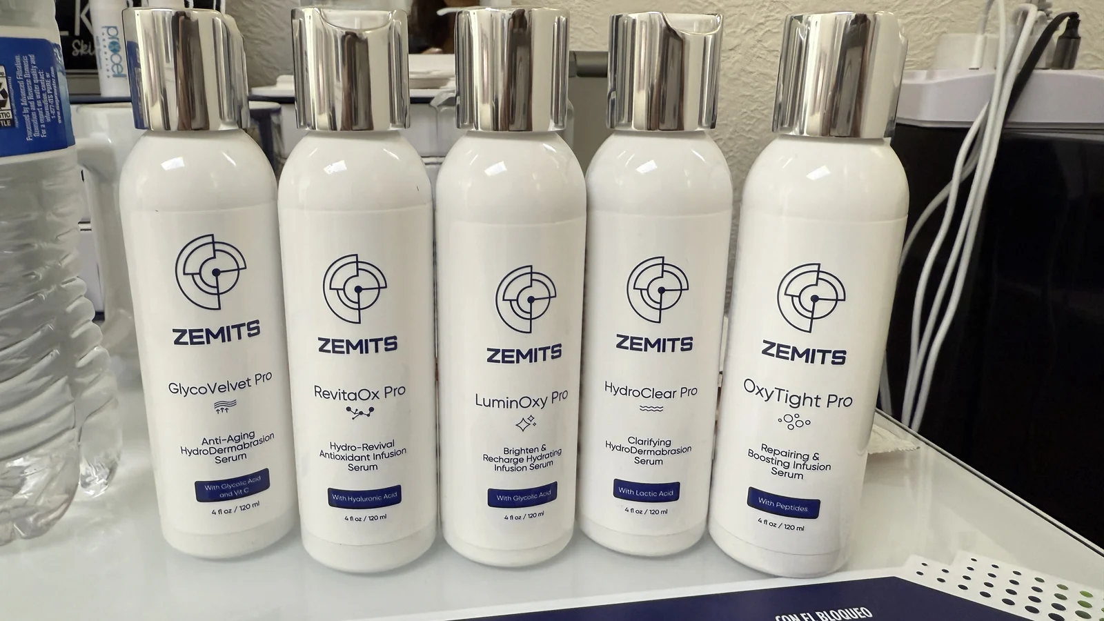 Zemits professional serums on the shelf