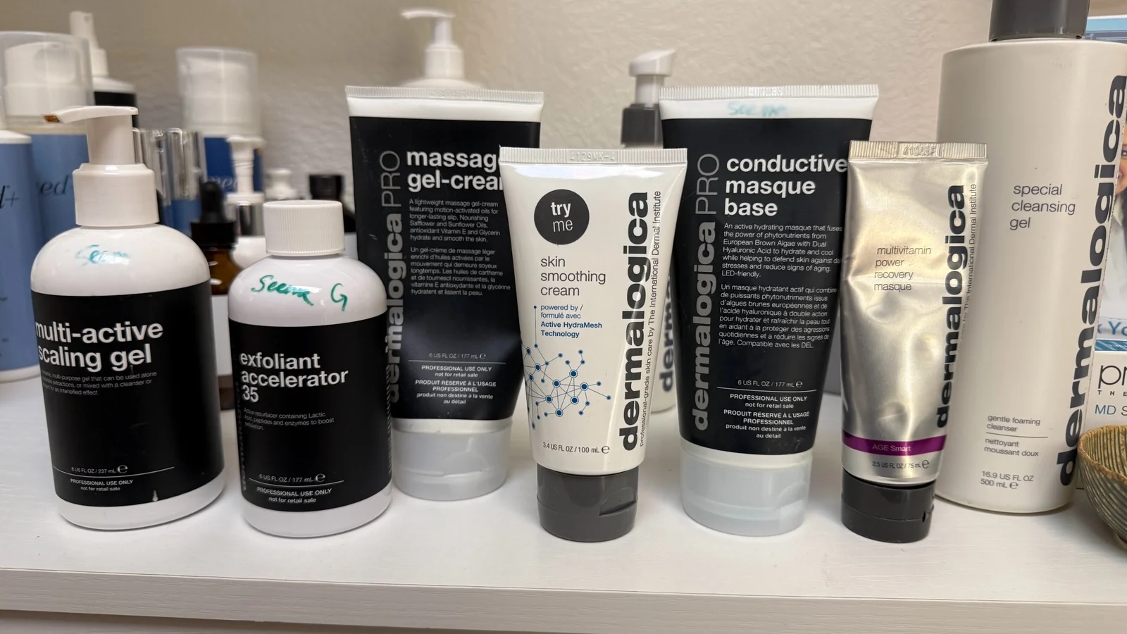 Dermalogica professional products on the shelf