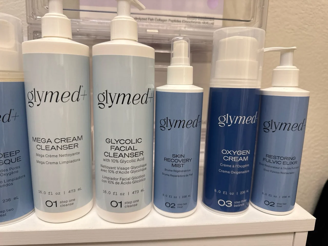 Glymed cleansers and creams on the shelf