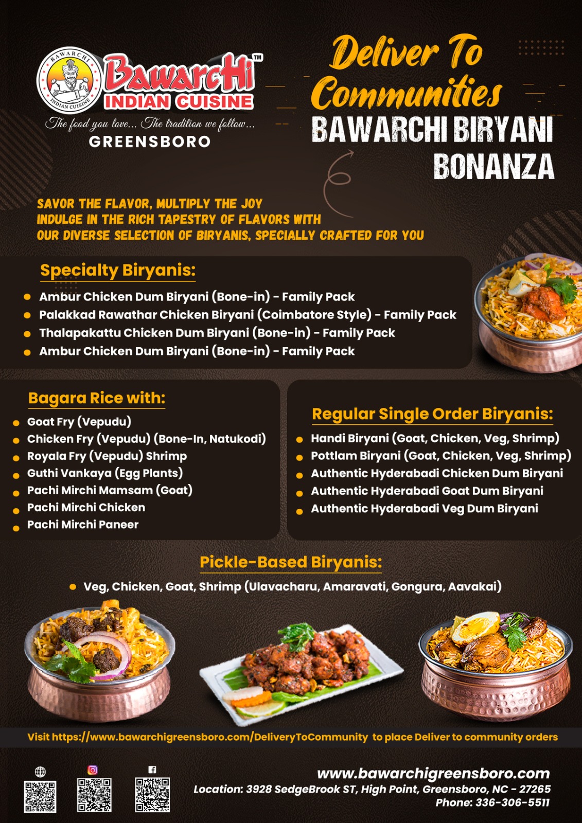 Bawarchi Biryani Greensboro » Menu
