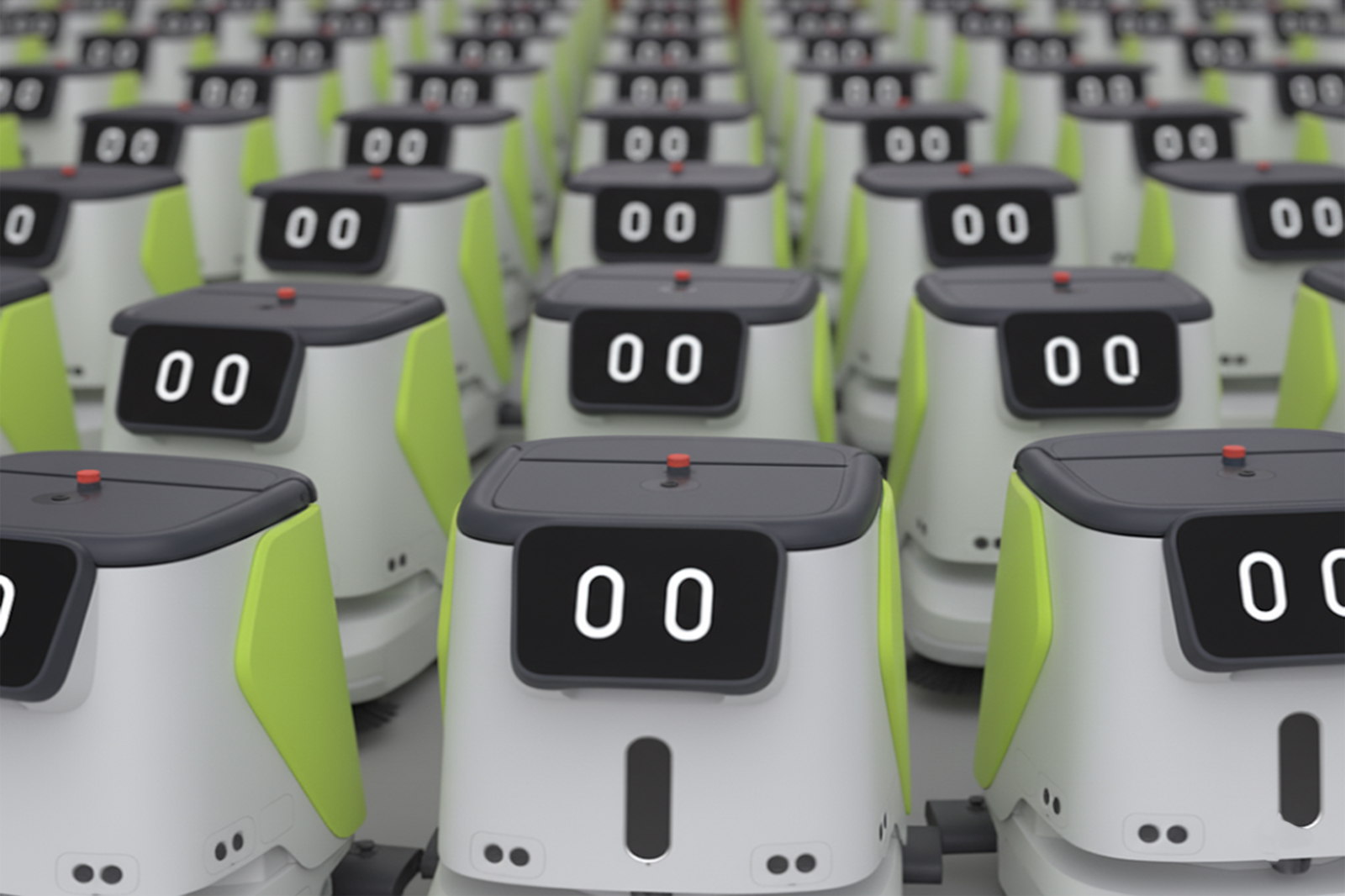 An image of an army of CC1 floor cleaning robots