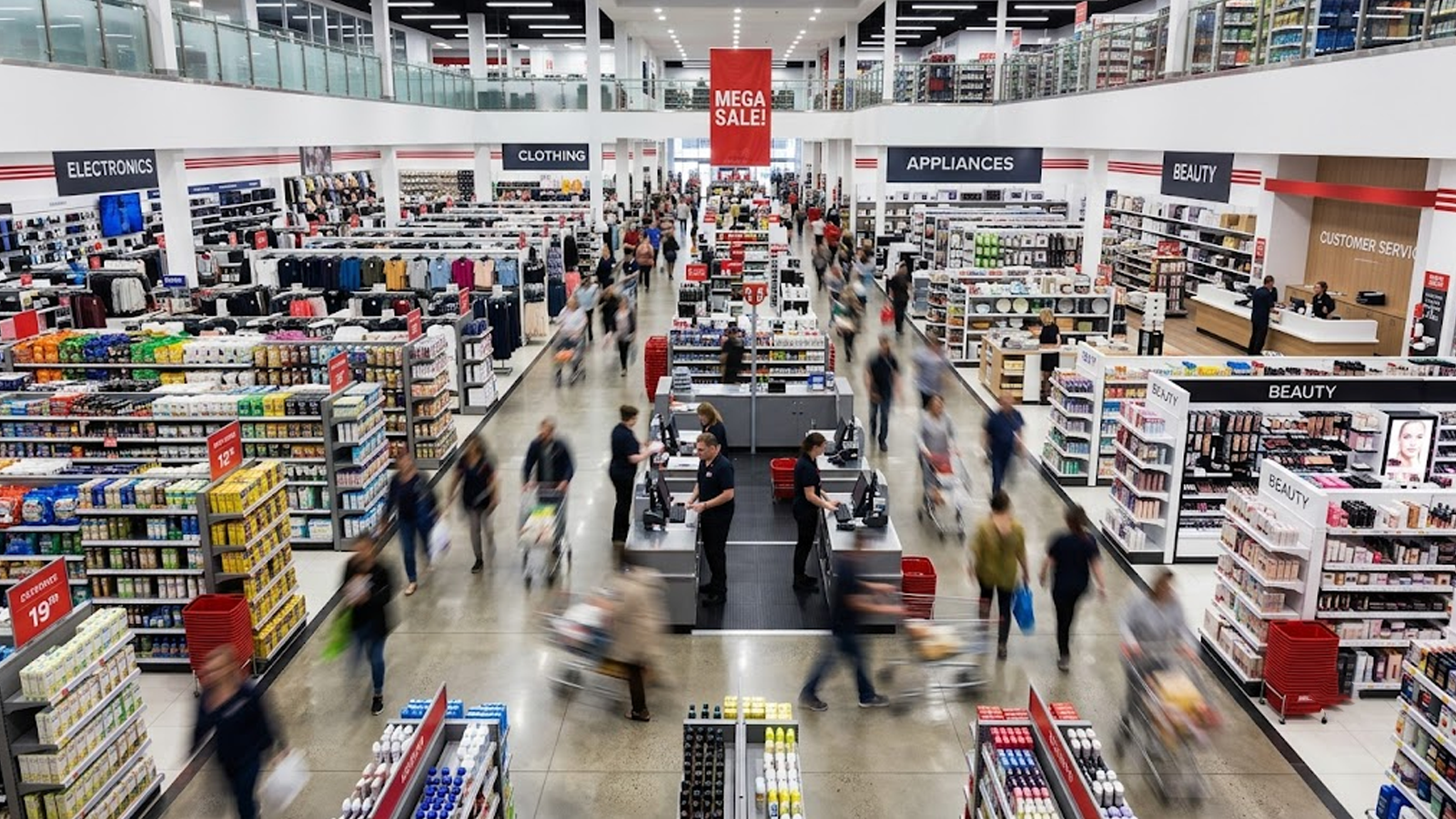 A busy supermarket interior
