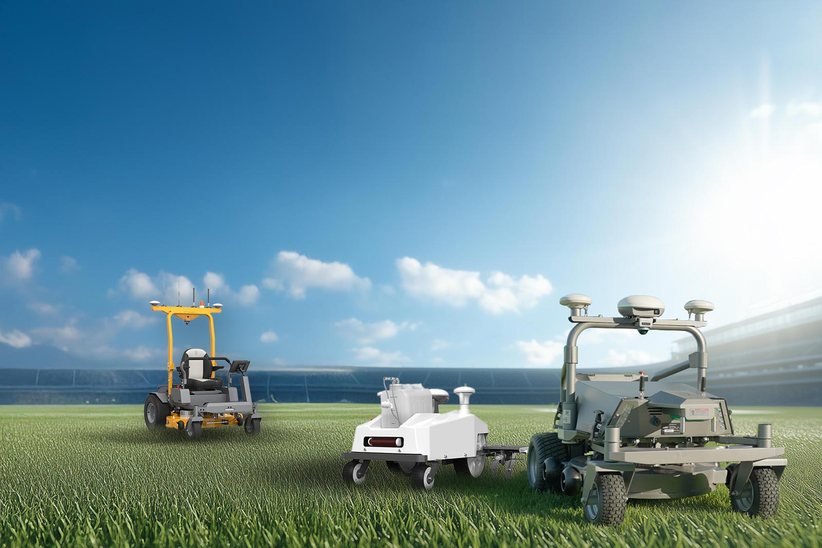 Commercial lawn mowing robots