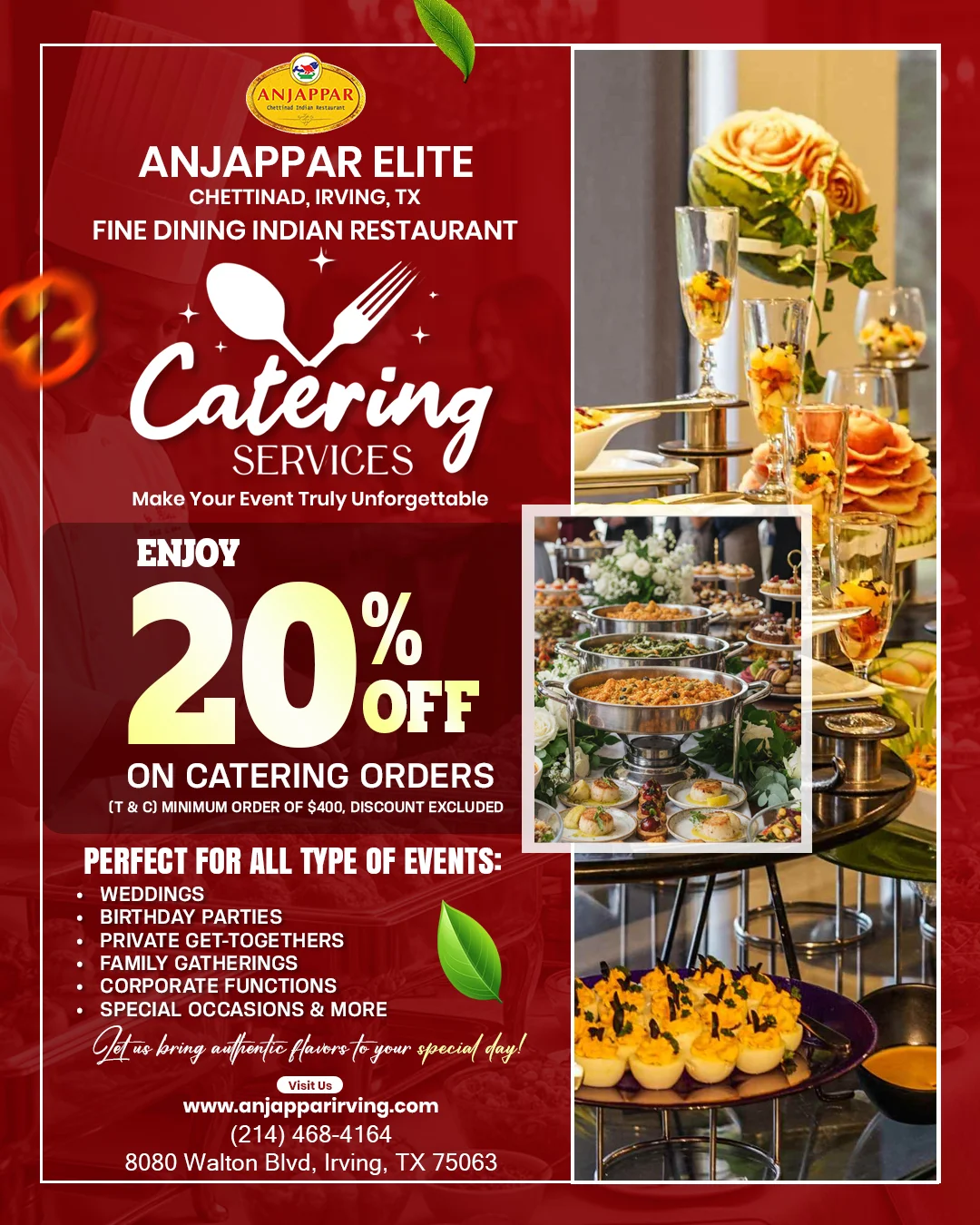 Enjoy 20% OFF on Catering Orders
